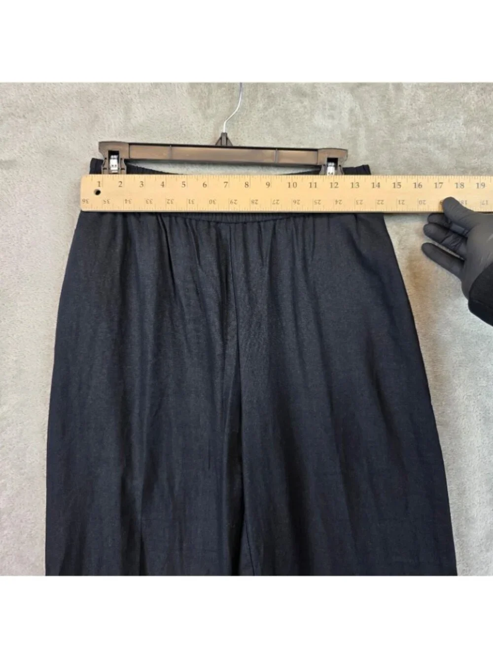 Zara Pants Womens M Black Linen Viscose Straight Leg Elastic Waist Relaxed